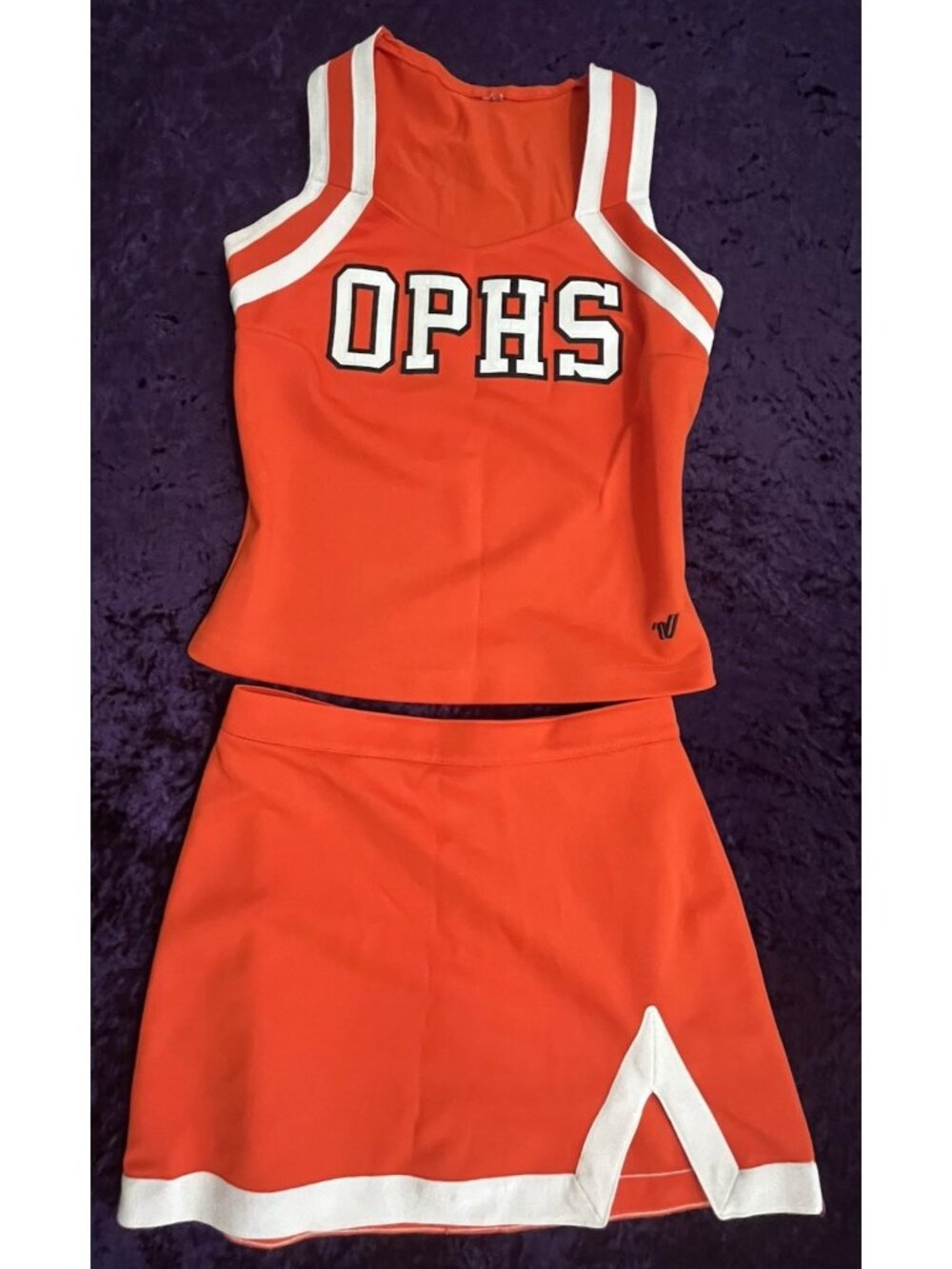 High School Cheerleader Uniform 34 Top 27 Skirt Cheer Costume ORANGE Varsity HS